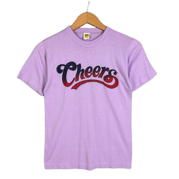 Vintage 1980s Cheers Boston TV Show T-Shirt Velva Sheen Small Purple Rare - Picture 2 of 9